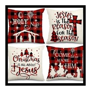 4-Pack Country-Rustic Christmas Throw Pillow Covers,